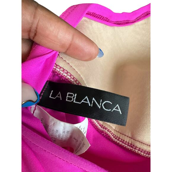 La Blanca Pink Swim Beachy Island Goddess Halter Tankini Swimsuit Top Size 8 - Picture 4 of 10